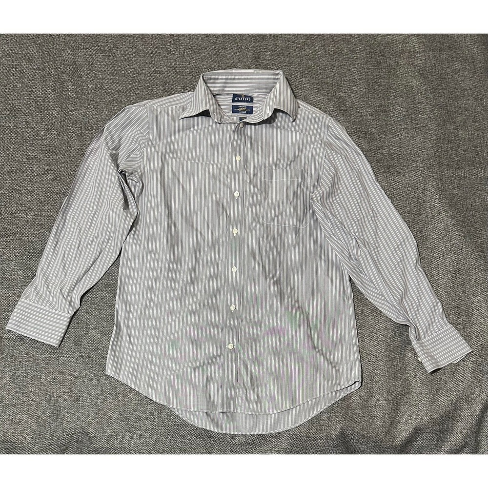 Stafford Regular Fit Men's 15 32-33‎ Striped Long Sleeve Shirt
